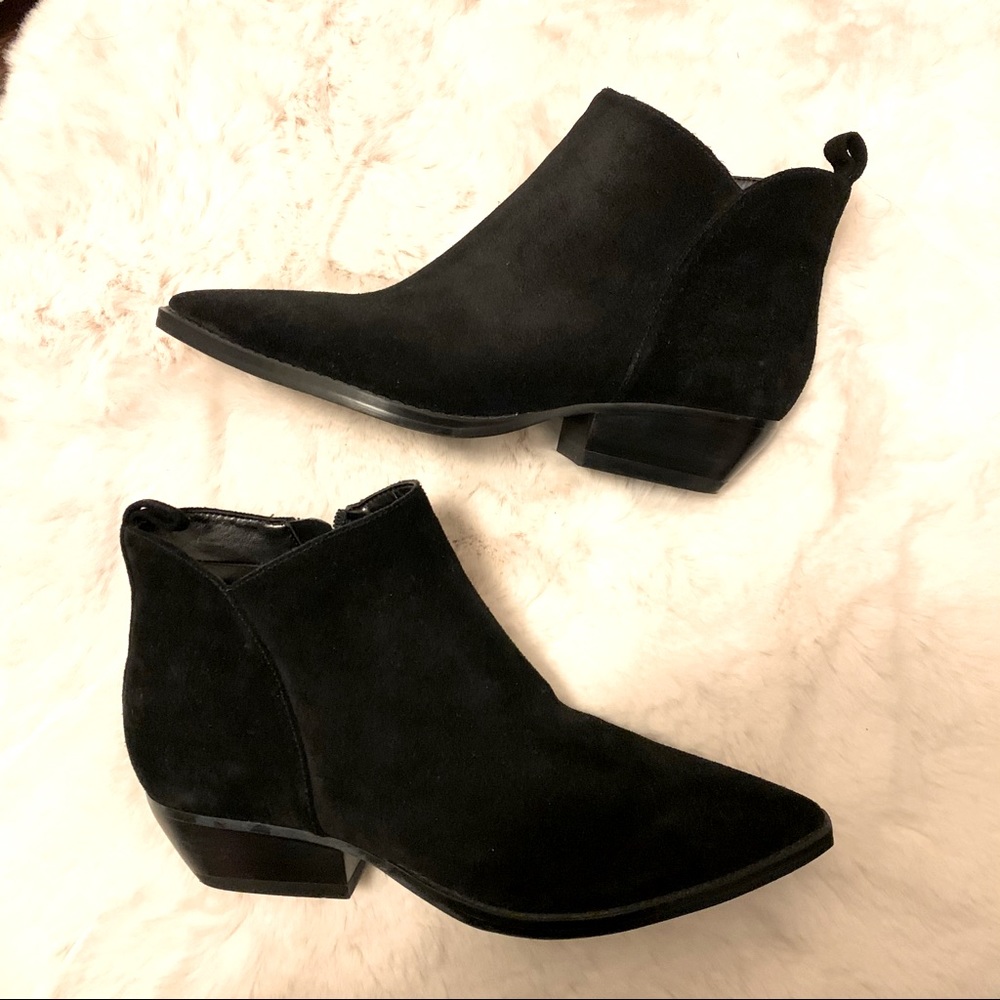 Marc Fisher Black Ankle Booties in Suede Leather